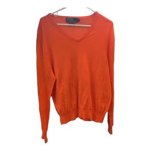 Polo by Ralph Lauren Women's Cotton/Cashmere Blend,  Knit Sweater, Orange, L.